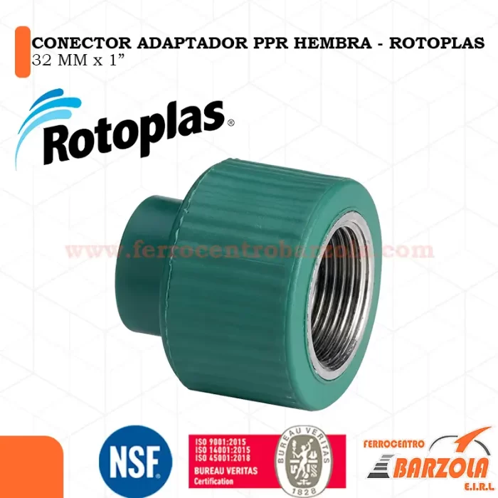 Conector PPR Hembra 32 mm x 1" - ROTOPLAS
