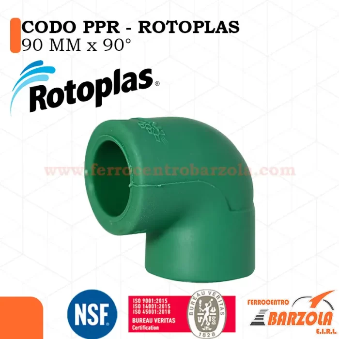 Codo PPR 90 mm x 90° - ROTOPLAS