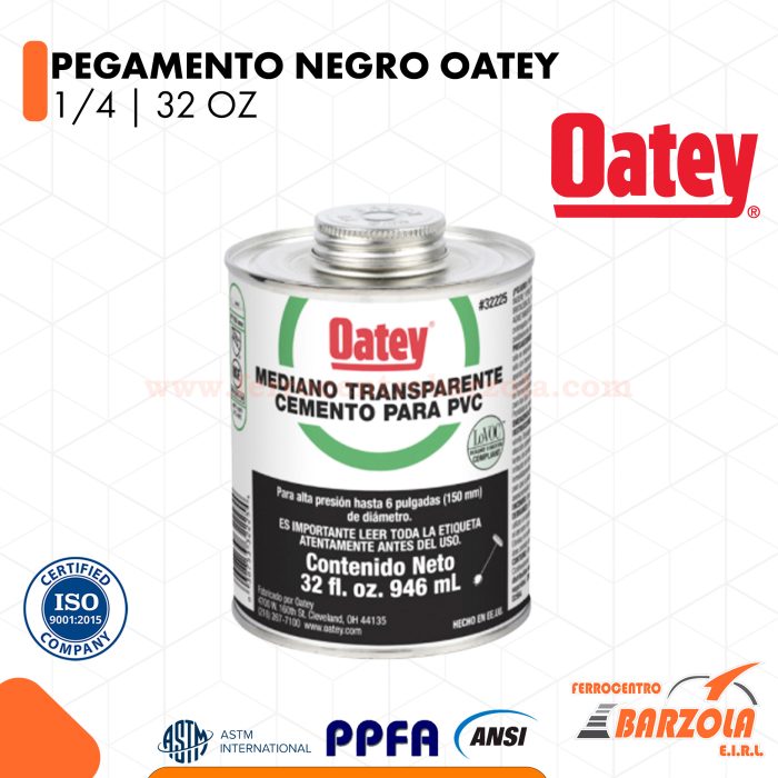 Pegamento Negro para PVC 1/4 | 32 oz OATEY