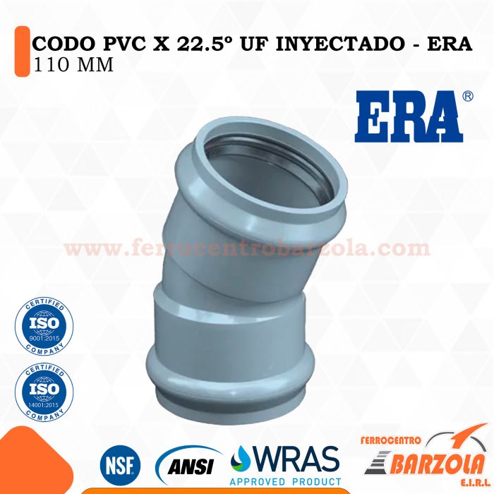 Codo PVC UF 110 mm x 22.5 ERA