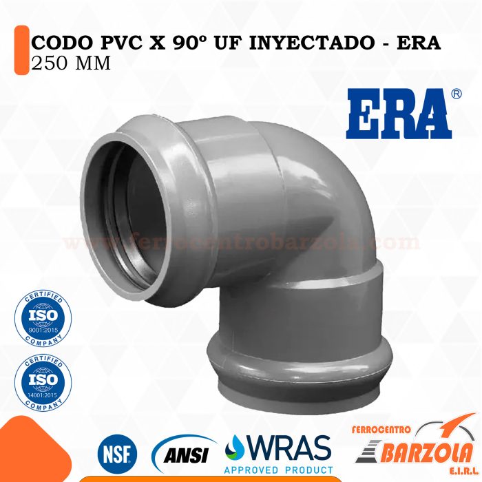 Codo PVC UF Inyectado 250 mm x 90° - ERA