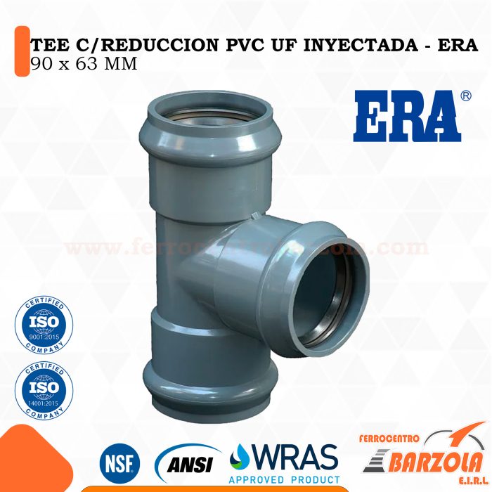 Tee PVC UF Inyectado con Reducción 90 x 63 mm - ERA