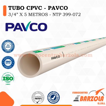 Tubo CPVC 3/4" x 5 m - NTP 399.072 - PAVCO