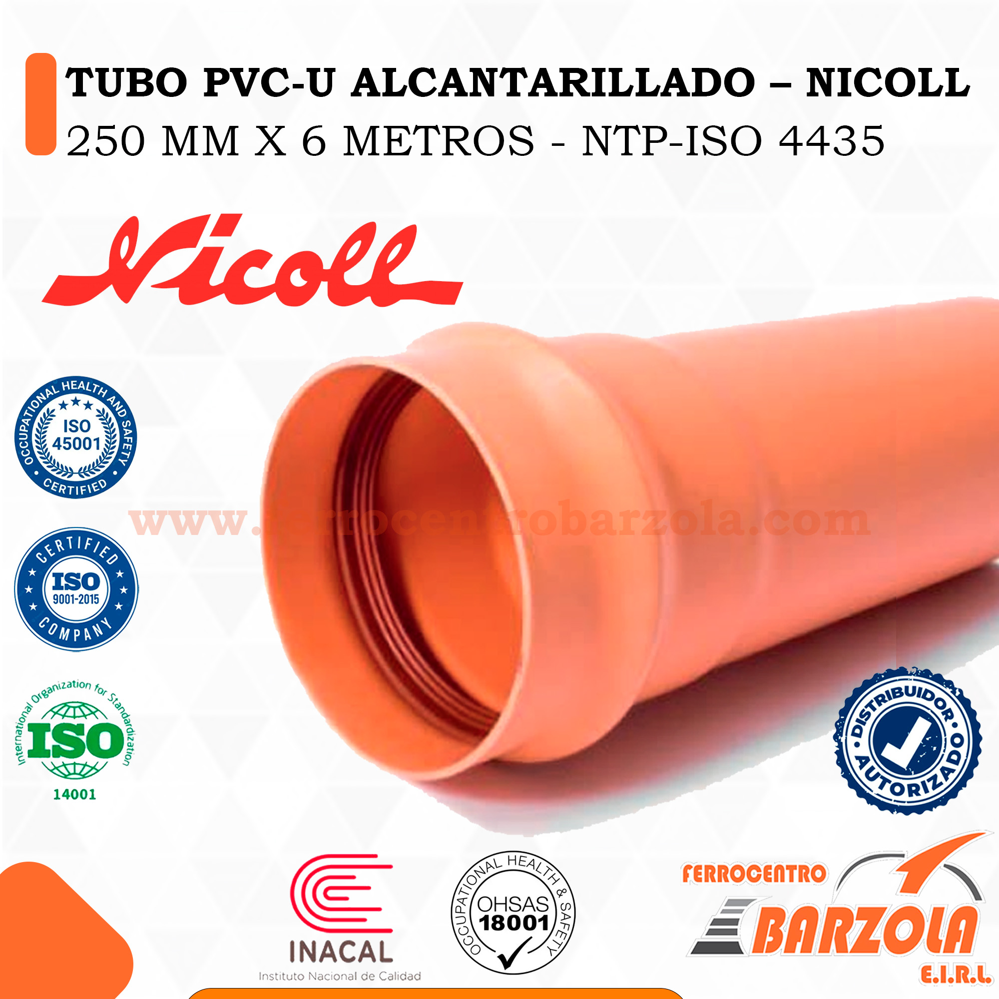 TUBO DE ALCANTARILLADO PVCU 250