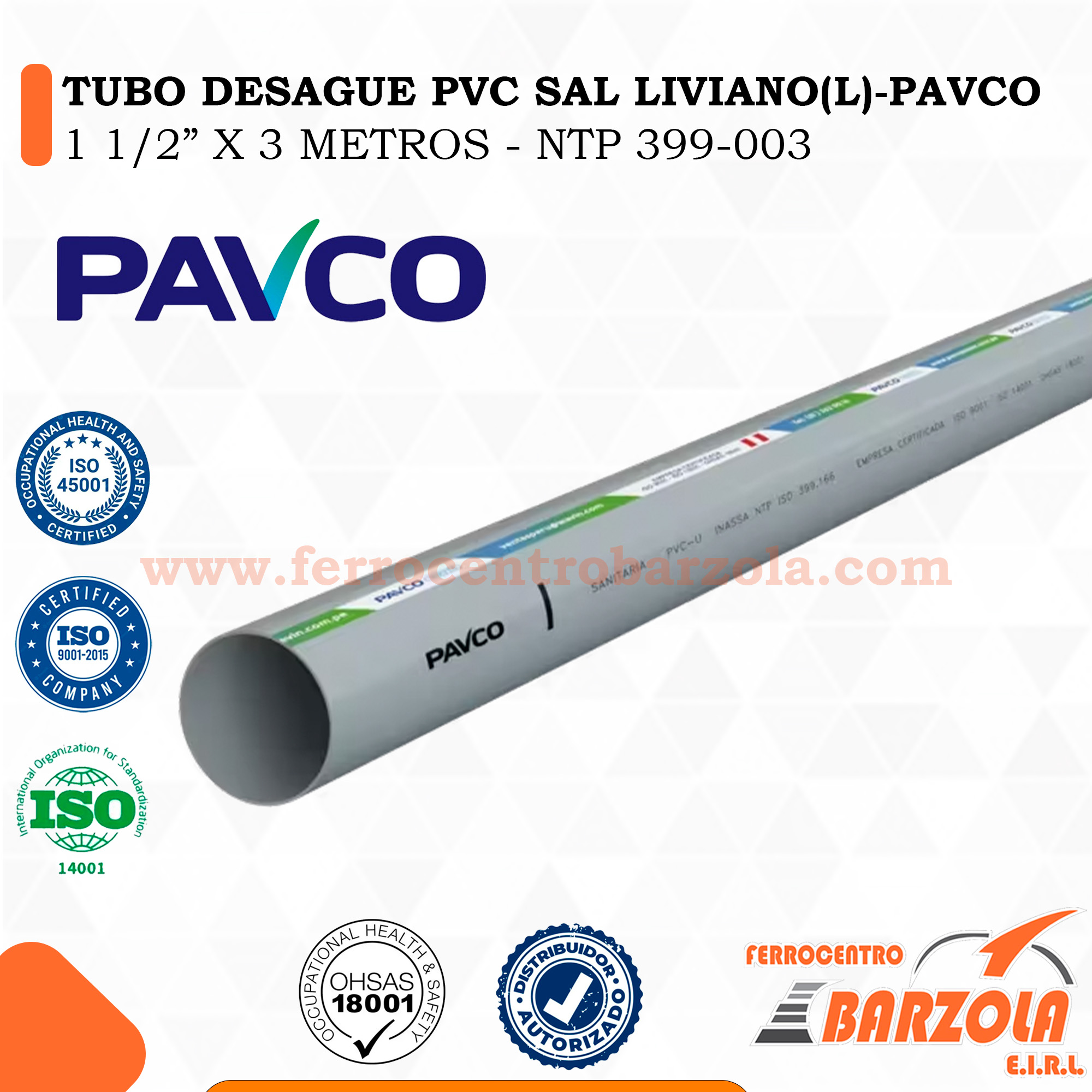 TUBO DESAGUE PVC SAL LIVIANO 1 1.2