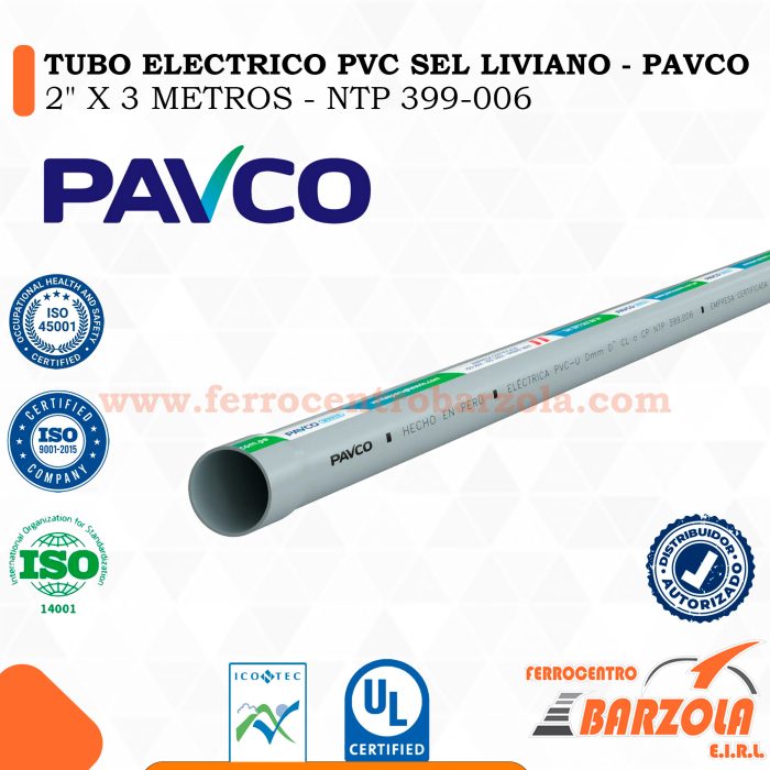 Tubo Eléctrico PVC SEL Liviano 2" x 3 m - NTP 399.006 - PAVCO