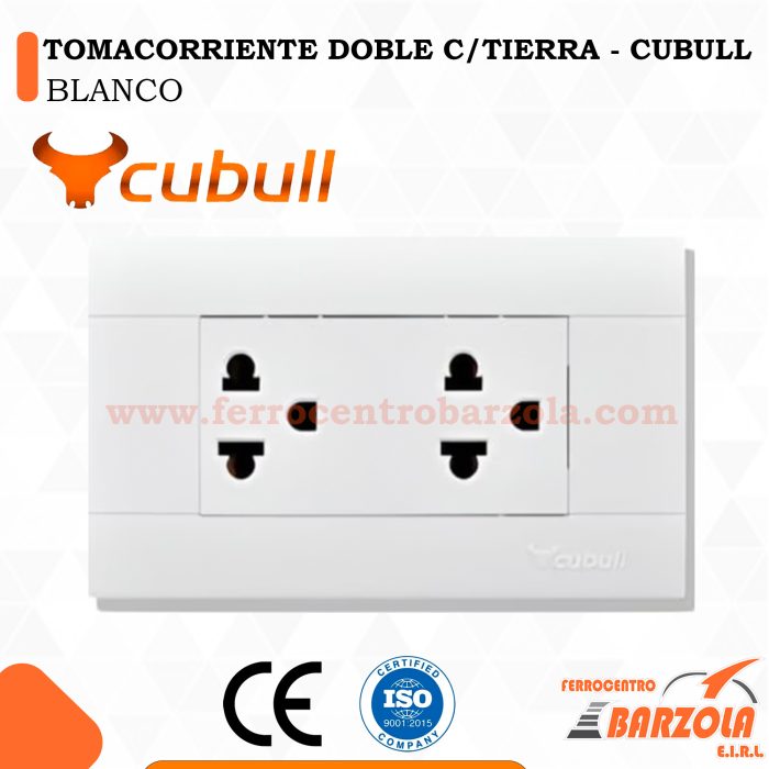 Tomacorriente Doble con Tierra Blanco- CUBULL