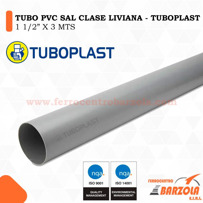 Tubo PVC SAL Clase Liviana 1 1/2" x 3 m - TUBOPLAST