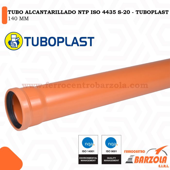 Tubo Alcantarillado NTP ISO 4435 S-20 140 MM x 6 M - TUBOPLAST