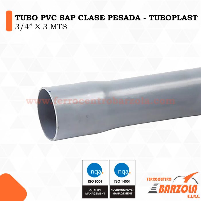 Tubo PVC SAP Clase Pesada 3/4" x 3 m - TUBOPLAST