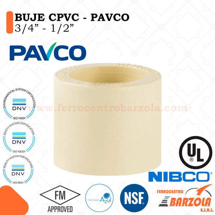 Buje CPVC 3/4" x 1/2" - PAVCO