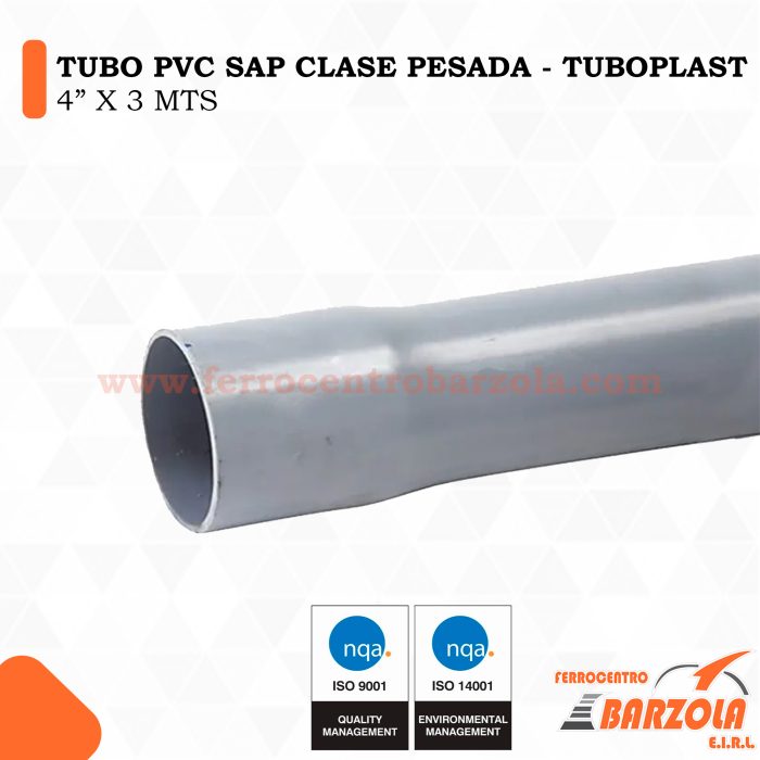 Tubo PVC SAP Clase Pesada 4" x 3 m - TUBOPLAST