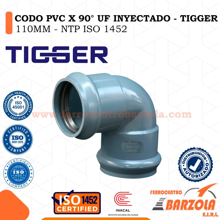 Codo PVC x 90° UF Inyectado 110mm - TIGGER