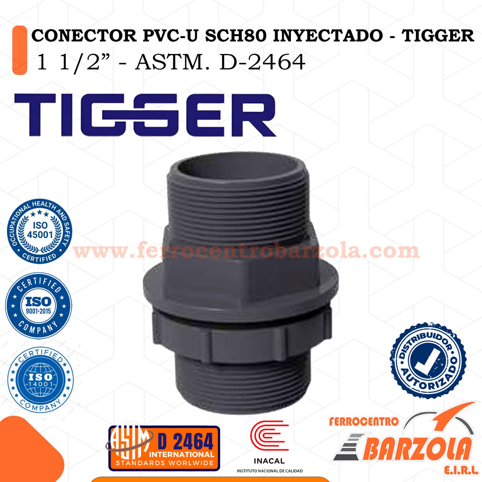 Semacor Inyectado Conector PVC-U SCH80 Inyectado 1 1/2