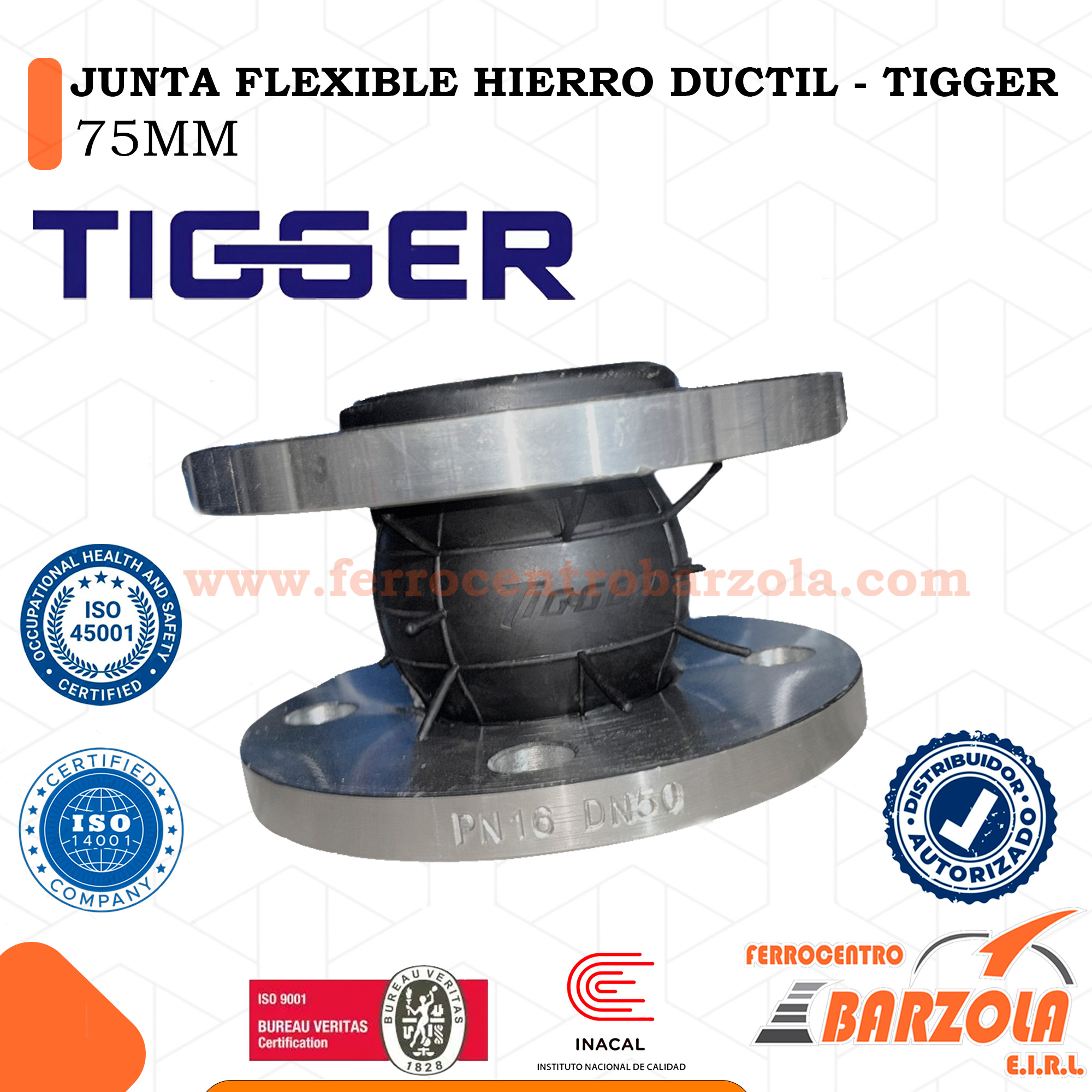 JUNTA FLEXIBLE HIERRO DUCTIL - TIGGER 75mm