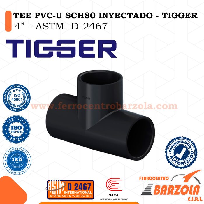 Tee PVC-U SCH80 Inyectado 4" - TIGGER