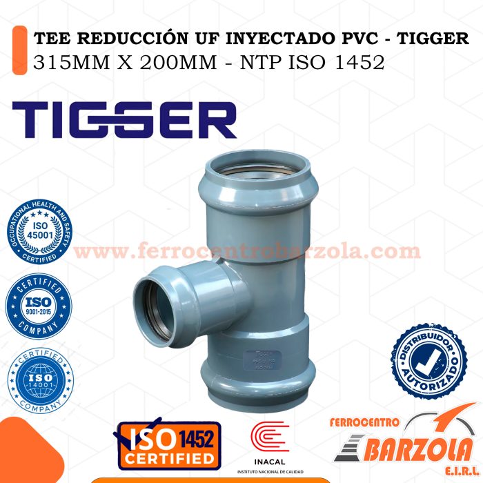 Tee Reducción UF Inyectado PVC 315mm X 200mm - TIGGER