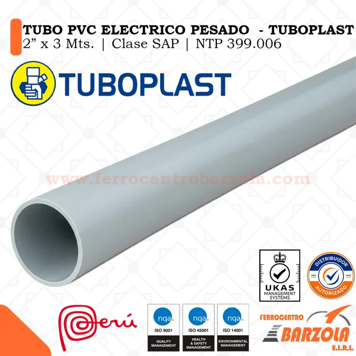 Tubo PVC SAP Clase Pesada 2" x 3 m - TUBOPLAST