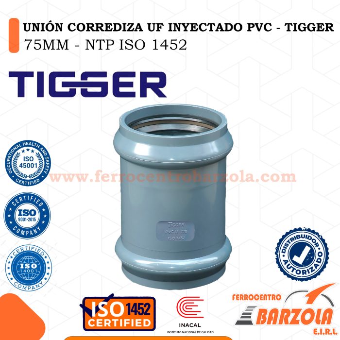 Unión Corrediza UF Inyectado PVC 75mm - TIGGER