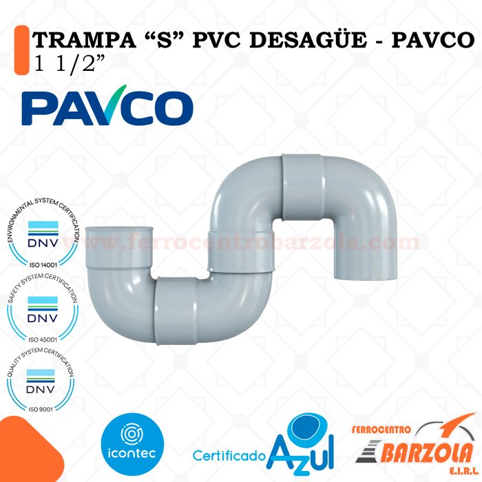 Trampa S PVC Desagüe 1 1/2" - PAVCO