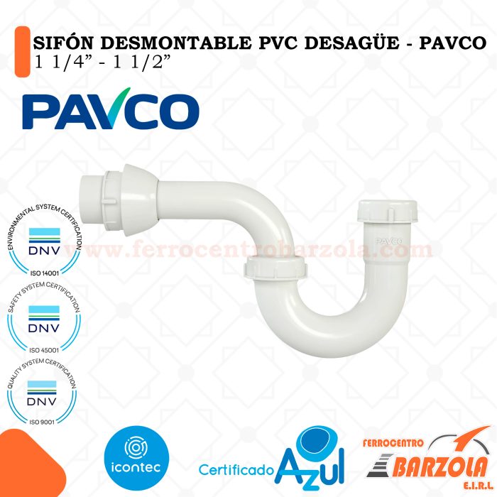 Sifón Desmontable PVC Desagüe - PAVCO