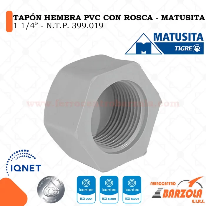 Tapón Hembra Con Rosca PVC 1 1/4" - MATUSITA