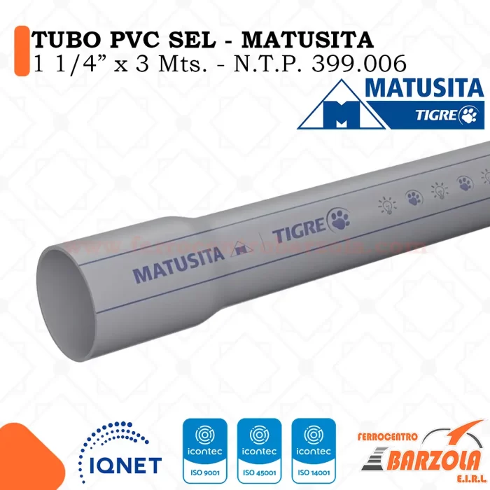 Tubo PVC Sel 1 1/4" x 3mts - MATUSITA