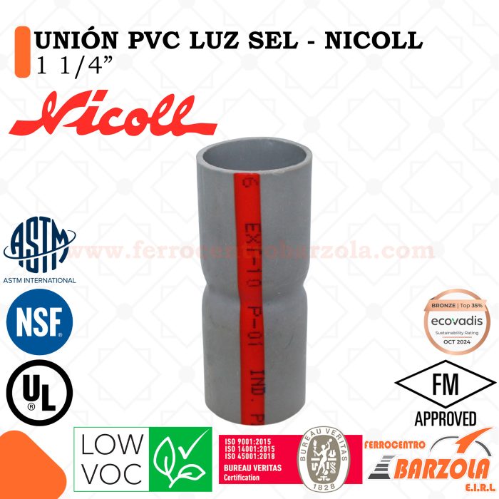 Unión PVC LUZ SEL 1 1/4" - NICOLL