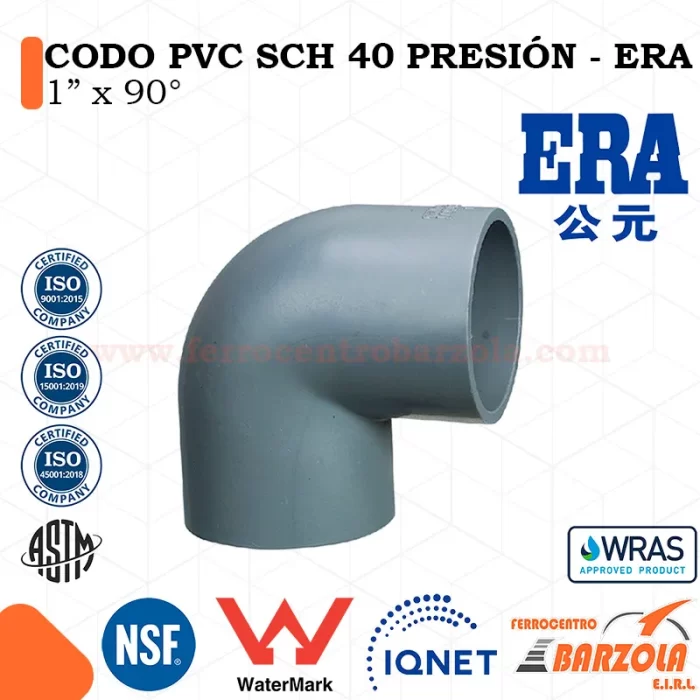 Codo PVC SCH 40 Presión 1" x 90" - ERA