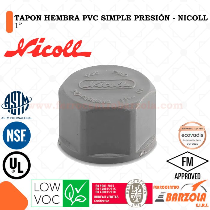 Tapón Hembra PVC Simple Presión 1" - NICOLL