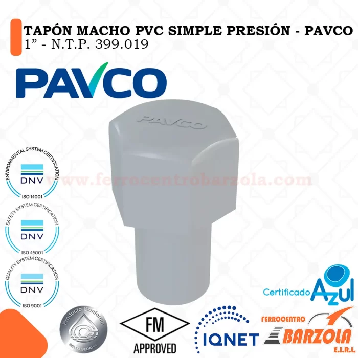 Tapón Macho PVC Simple Presión 1" - PAVCO
