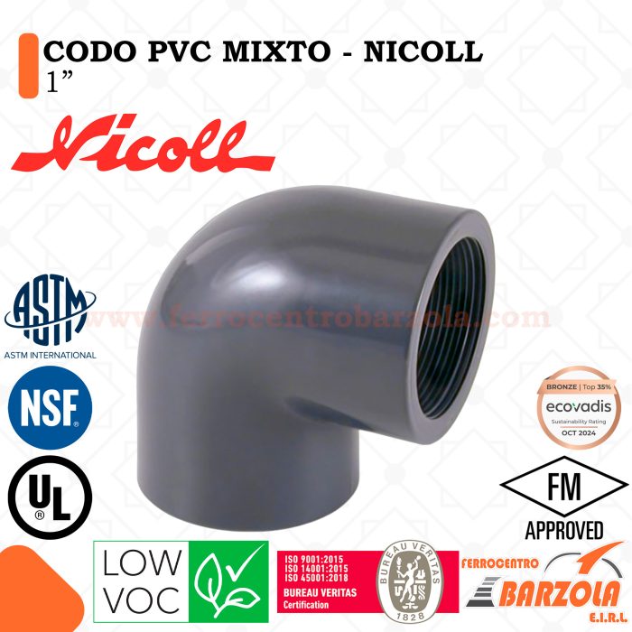 Codo PVC Mixto 1" - NICOLL