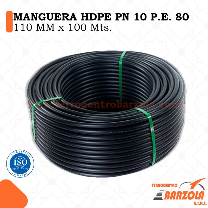 Manguera HDPE PN 10 P.E. 80 - 110mm x 100mts