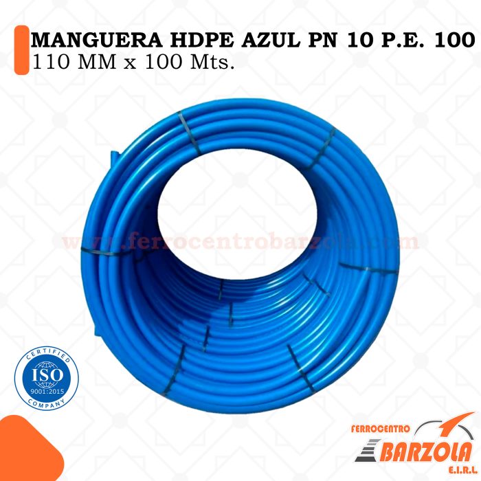 Manguera HDPE Azul PN 10 P.E. 100 - 110mm x 100mts