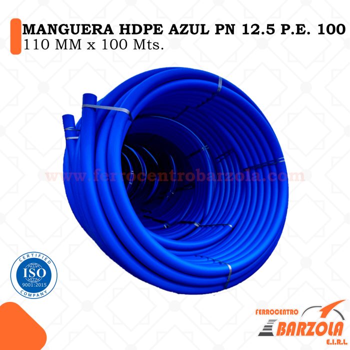 Manguera HDPE Azul PN 12.5 P.E. 100 - 110mm x 100mts