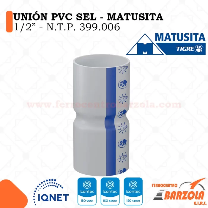 Unión PVC SEL 1/2" - MATUSITA