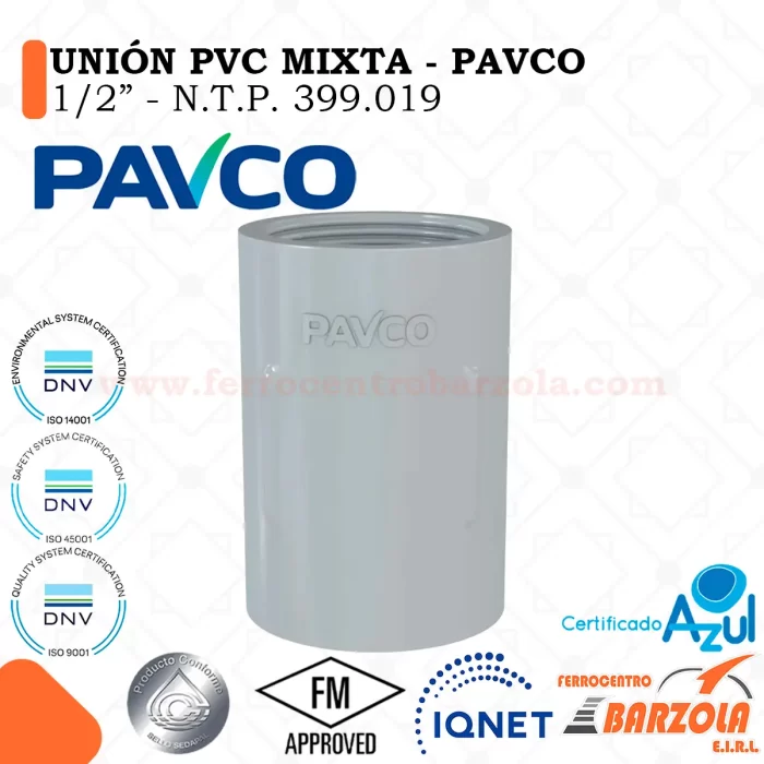 Unión Mixta PVC Con Rosca 1/2" - PAVCO