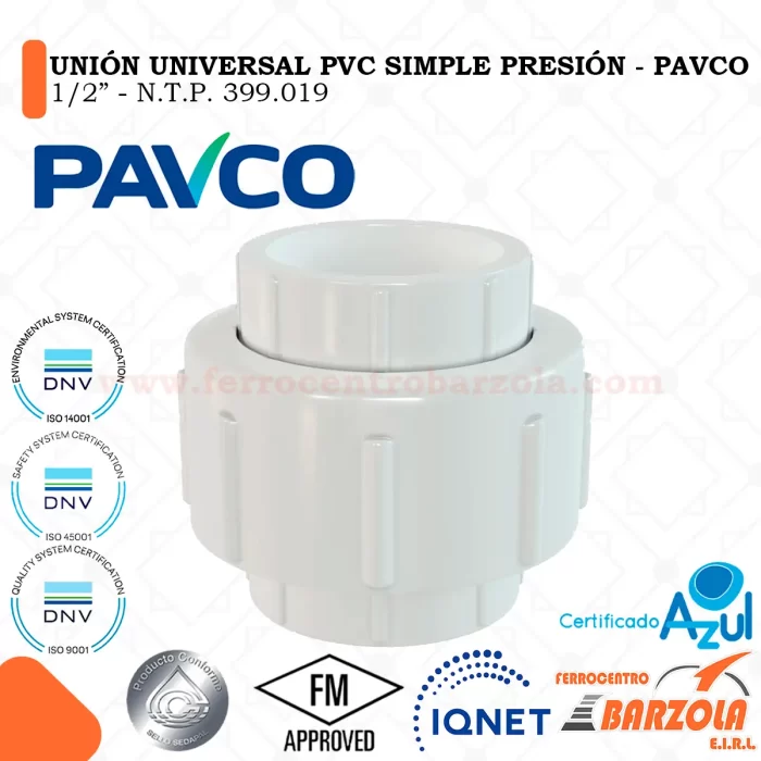 Unión Universal PVC 1/2" - PAVCO