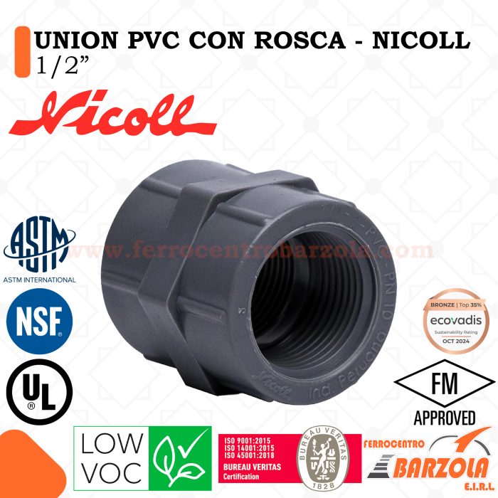 Unión PVC Con Rosca 1/2" - NICOLL