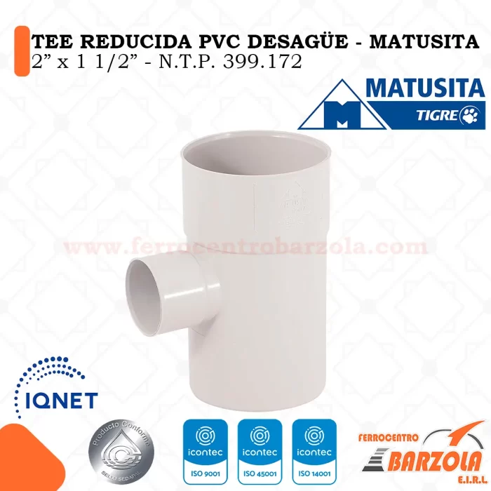TEE PVC Desagüe 2" x 1 1/2" - MATUSITA