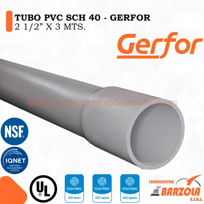 Tubo PVC SCH 40 2 1/2" x 3 mts - GERFOR
