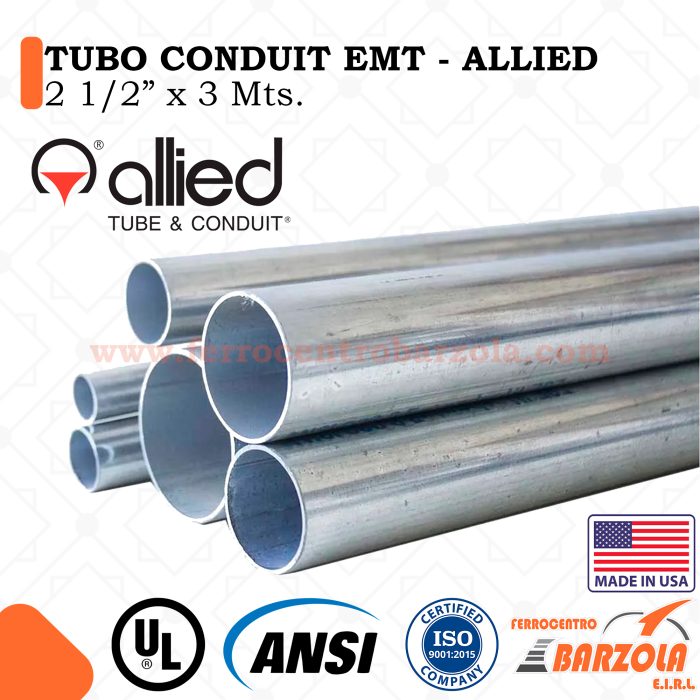 Tubo Conduit EMT 2 1/2" x 3mts - ALLIED