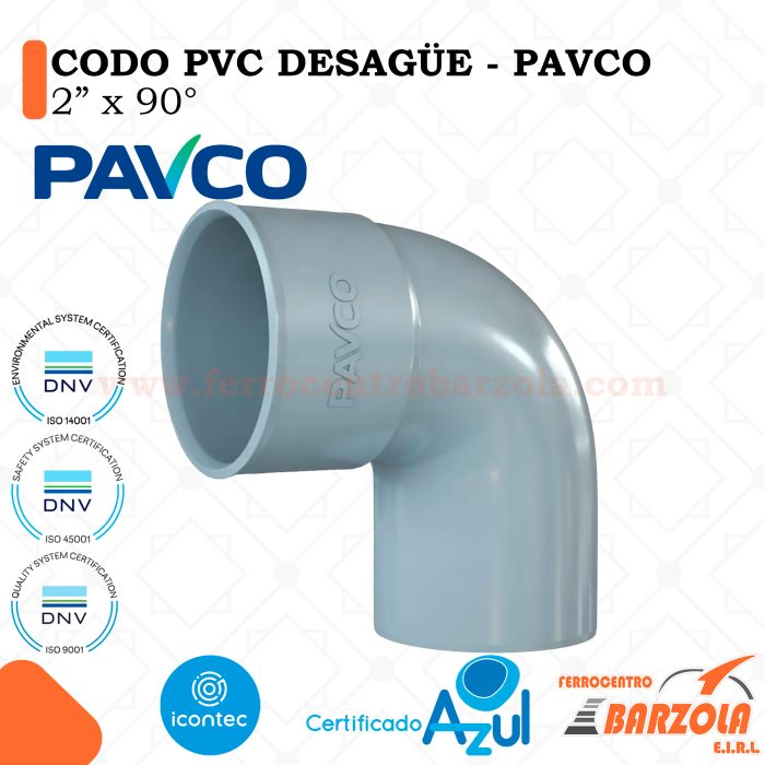 Codo PVC Desagüe 2 x 90° - PAVCO