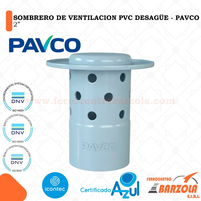 Sombrero De Ventilación PVC Desagüe 2"- PAVCO