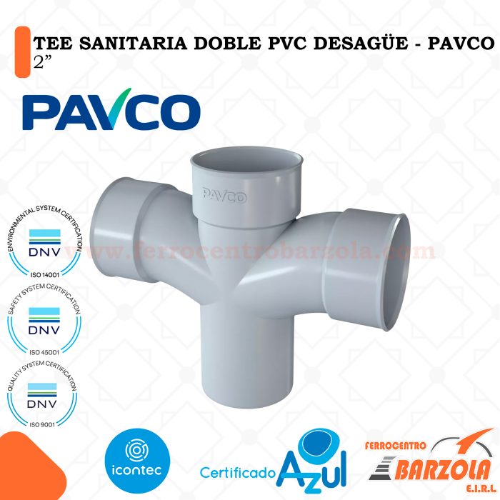 TEE Sanitaria Doble PVC Desagüe 2" - PAVCO