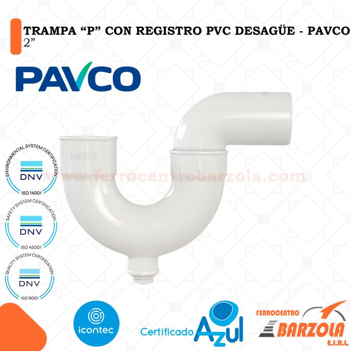 Trampa P Con Registro PVC Desagüe 2" - PAVCO