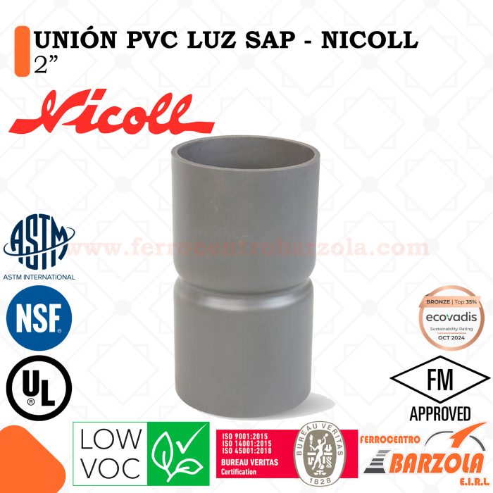 Unión PVC LUZ SAP 2" - NICOLL