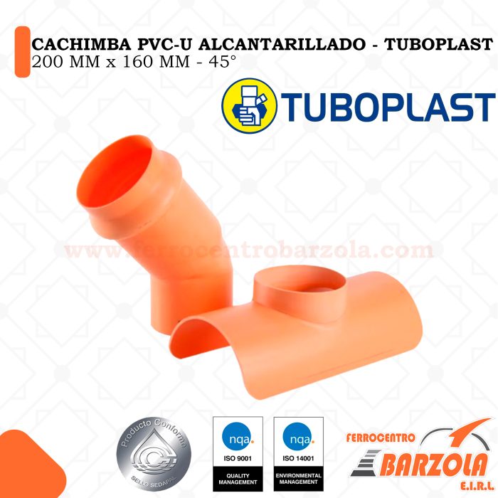 Cachimba PVC-U Alcantarillado 200mm x 160mm 45° - TUBOPLAST