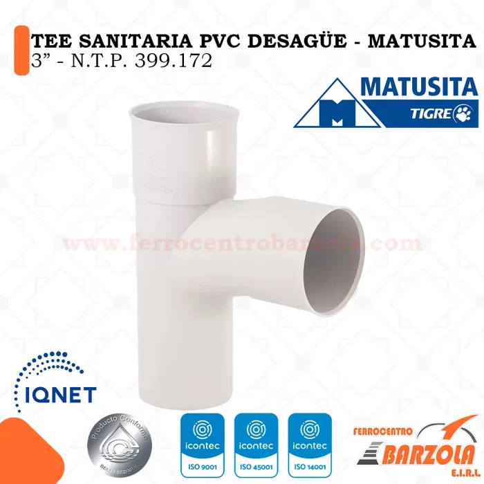 TEE Sanitaria PVC Desagüe 3" - MATUSITA