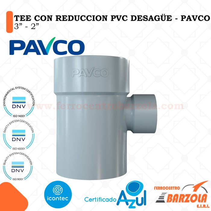 TEE Con Reducción PVC Desagüe 3" a 2"- PAVCO